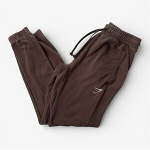 Gymshark Men’s Joggers XS Brown Tapered Fit Drawstring Athleisure Sweatpants